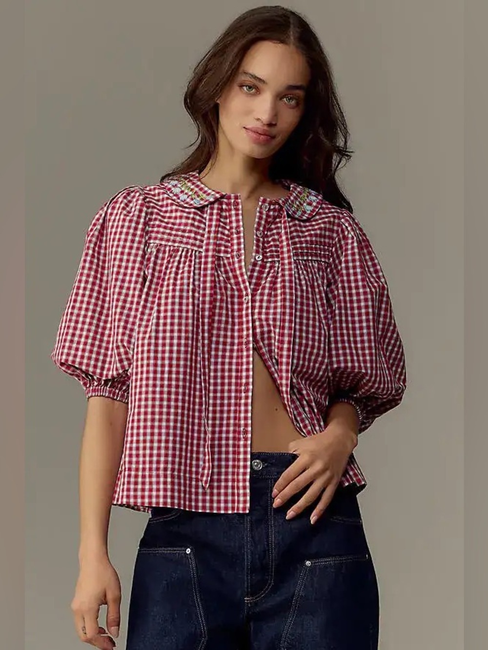 Damson Madder Mila Blouse in Red Gingham UK 6 / US 2